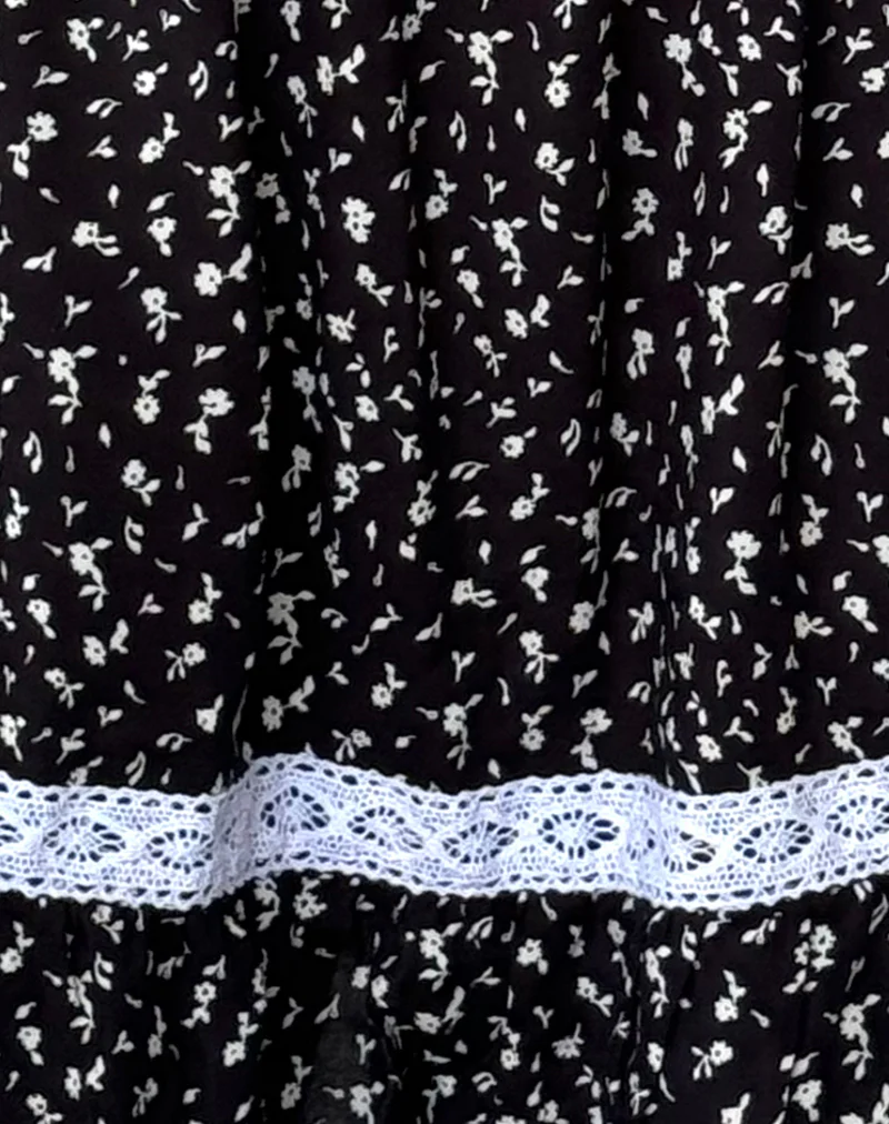 Beling Mini Tea Dress in Black Ditsy Romance - Image 6