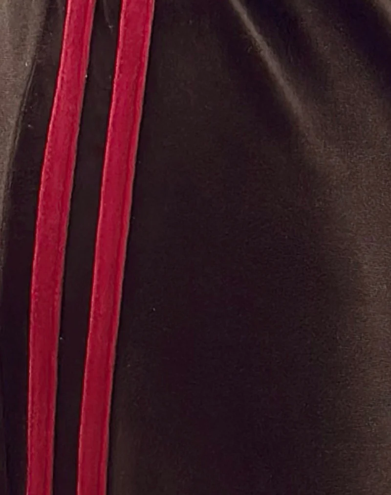 Belita Trosuers in Brown Velour with Red Side Stripe - Image 6