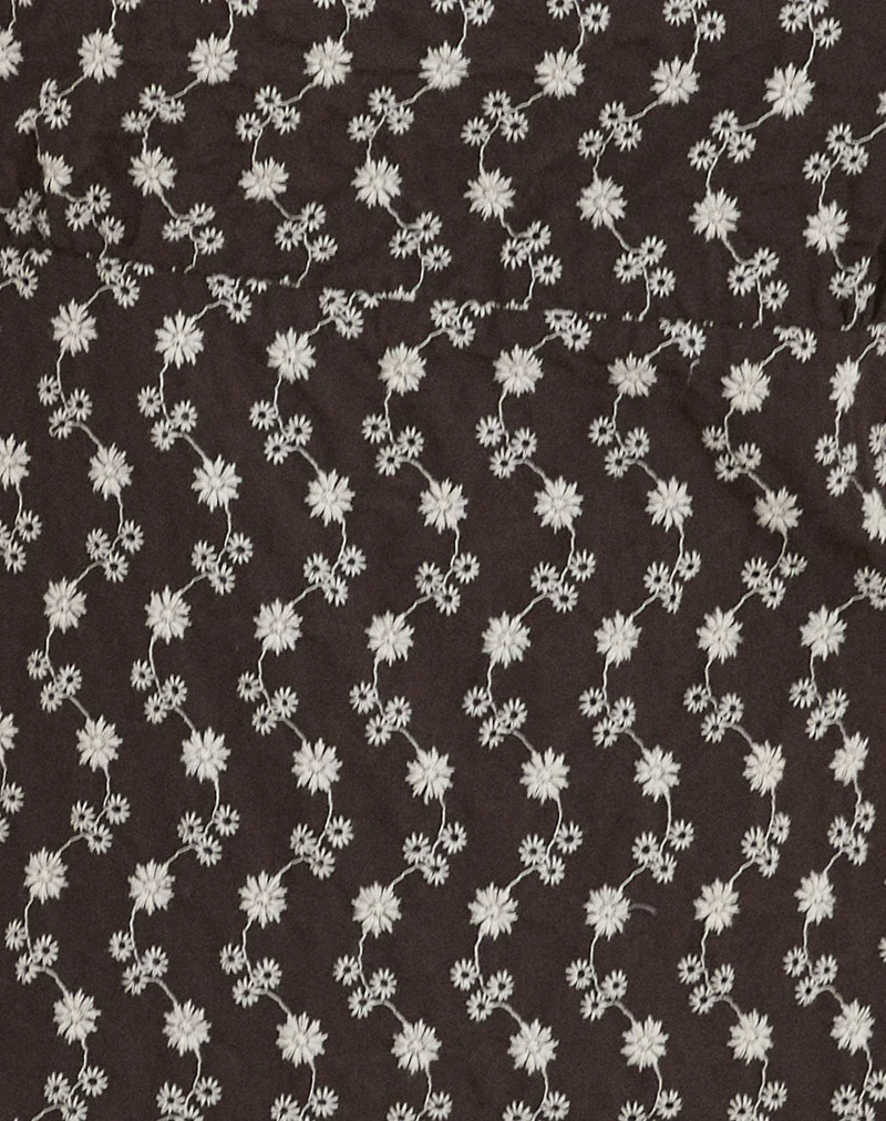 Bella Mini Tea Dress in Floral Broderie Brown - Image 5