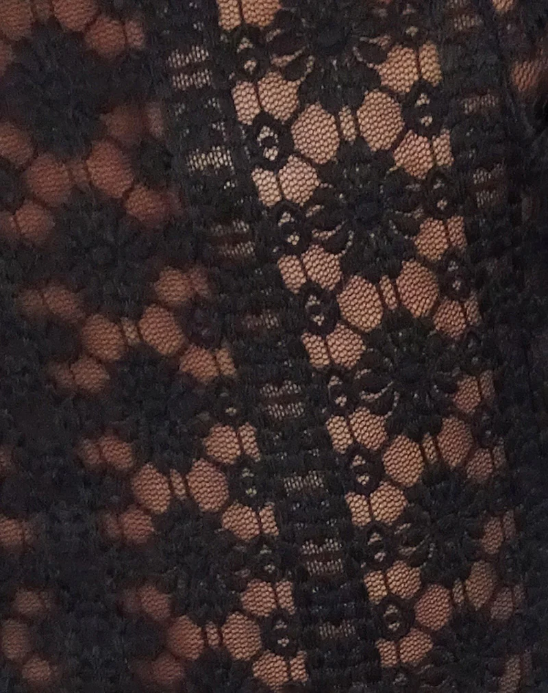 Belle Long Sleeve Top in Regal Lace Black - Image 6