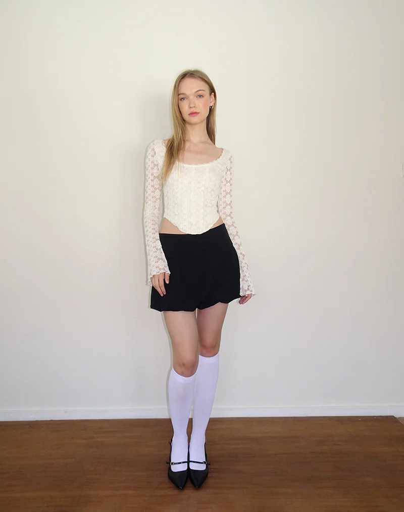 Belle Long Sleeve Top in Regal Lace Ivory - Image 3