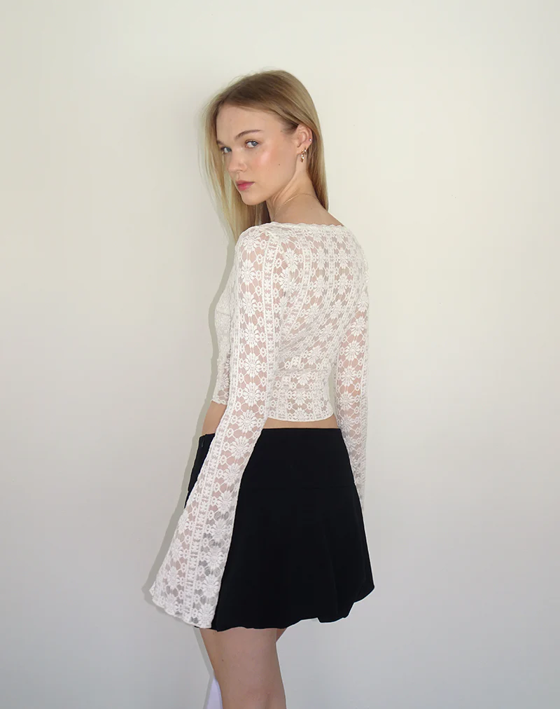 Belle Long Sleeve Top in Regal Lace Ivory - Image 4