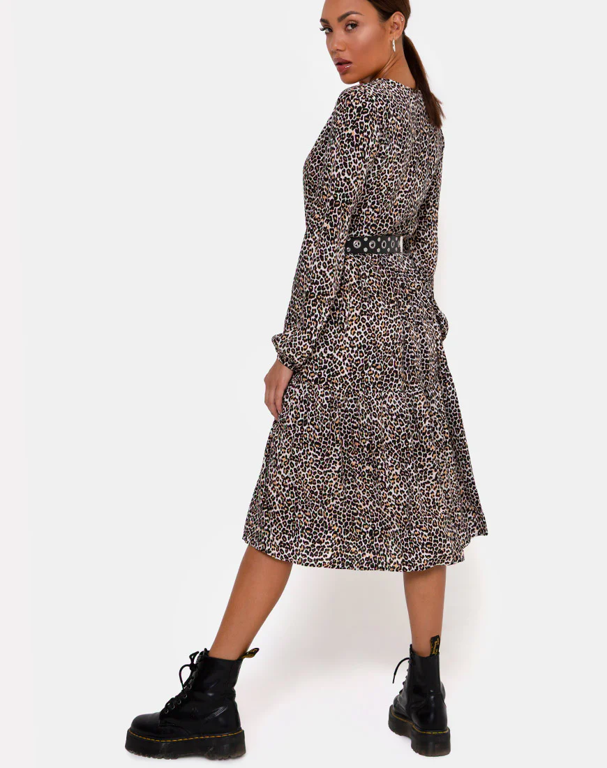 Bello Midi Dress in Rar Leopard Brown - Image 2
