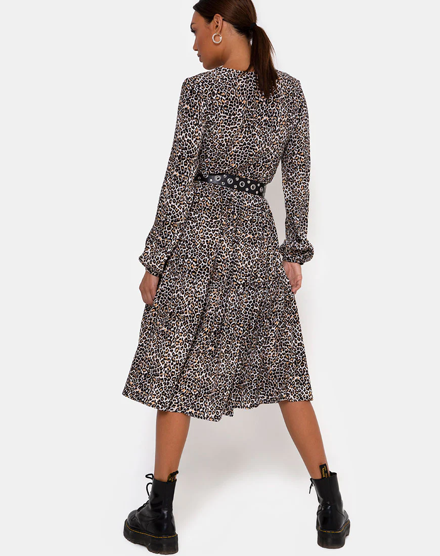 Bello Midi Dress in Rar Leopard Brown - Image 4