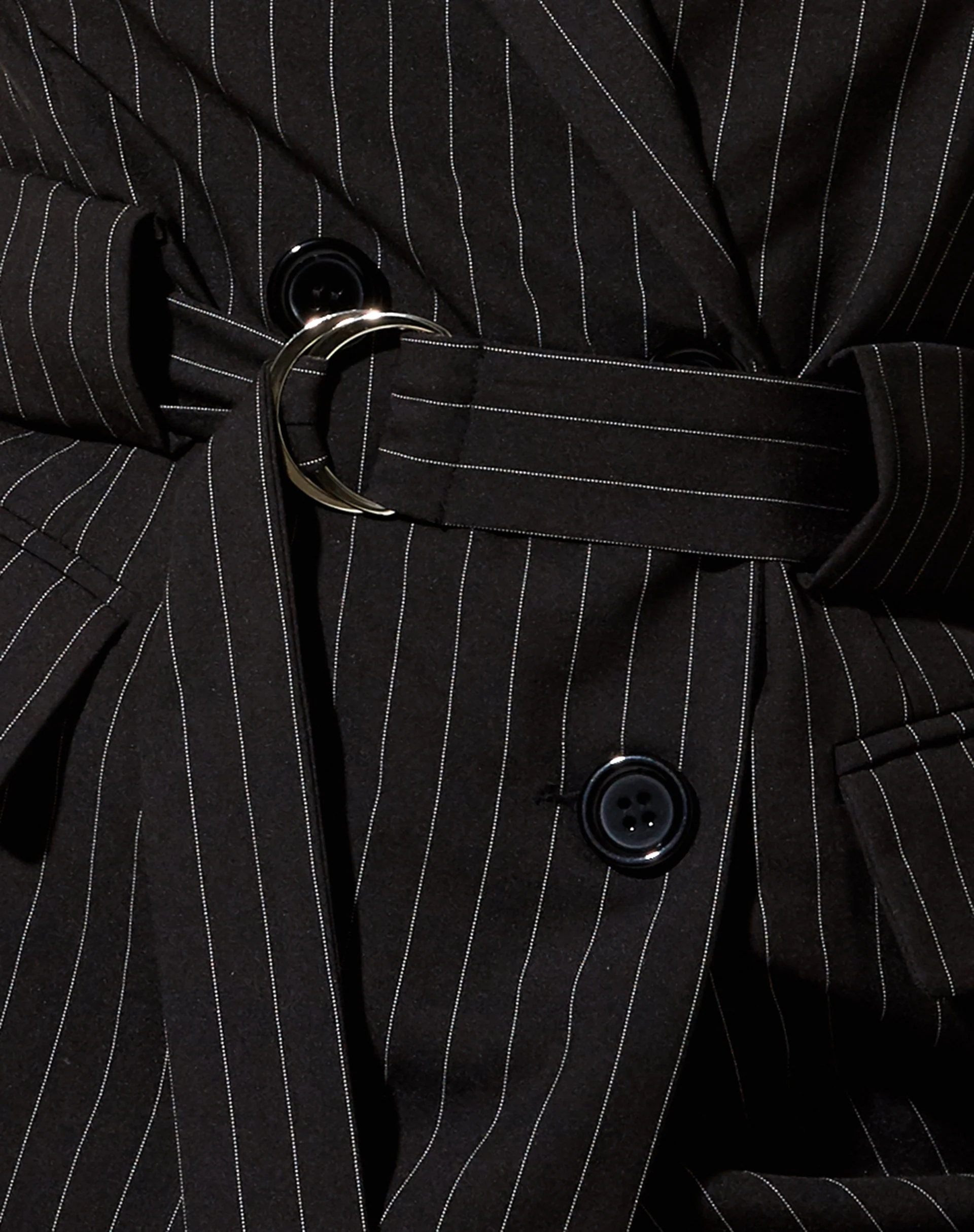 Belted Blazer in Pinstripe Black - Image 5