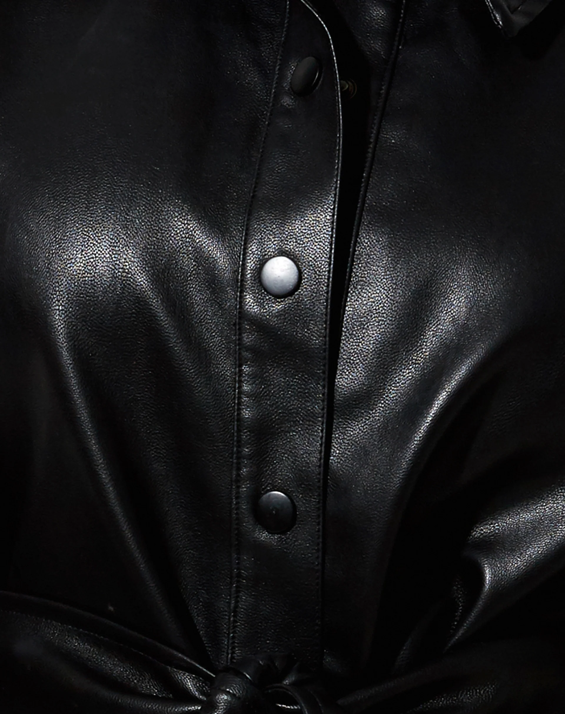 Belted Jacket in PU Black - Image 7