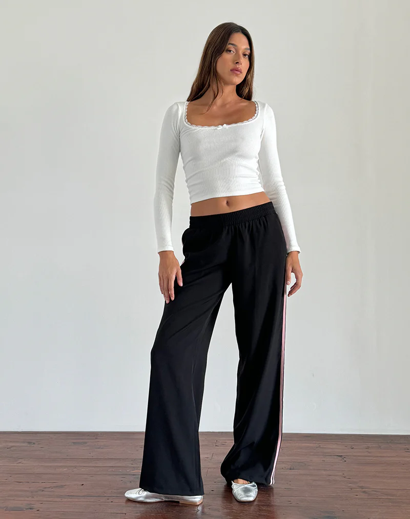 Bennett Trouser in Black with Pink Side Stripe - Image 2
