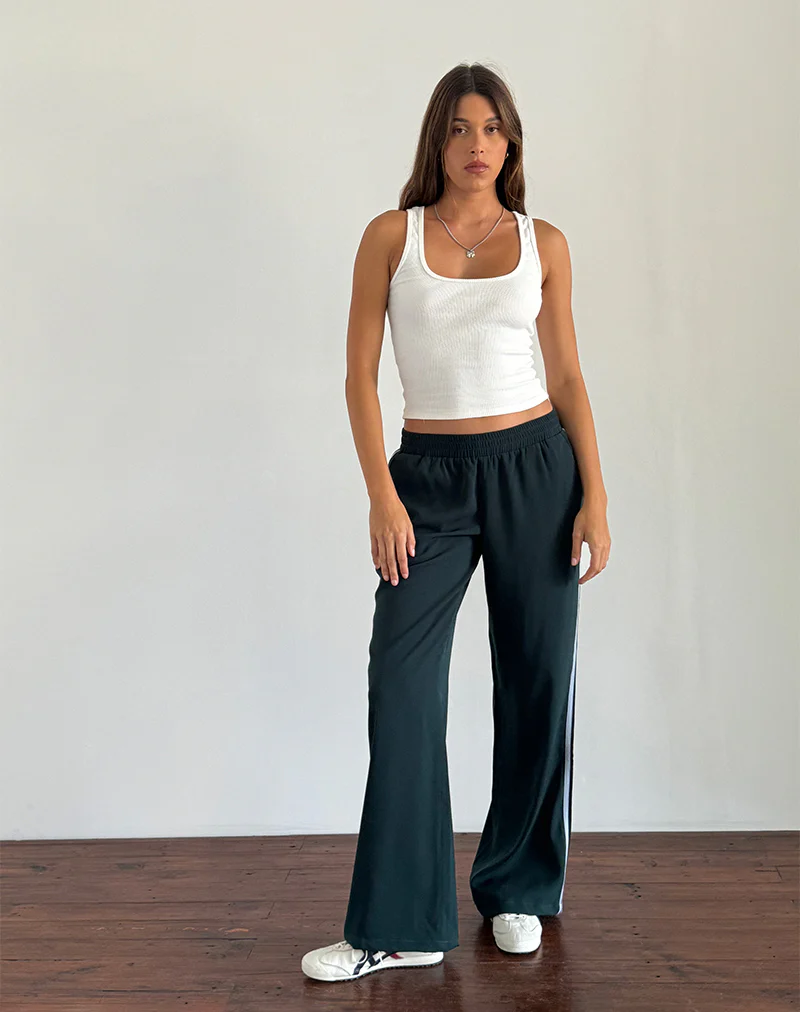 Bennett Trouser in Forest with Blue Stripe - Image 2