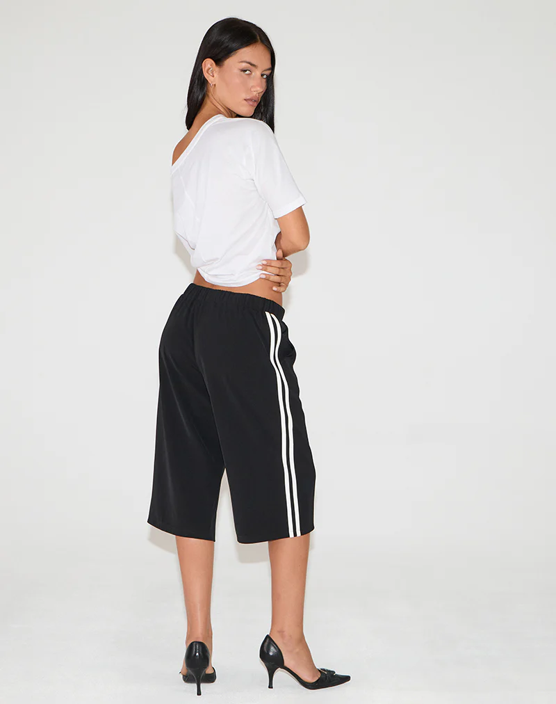 Benno Shorts in Black with White Side Stripe - Image 3