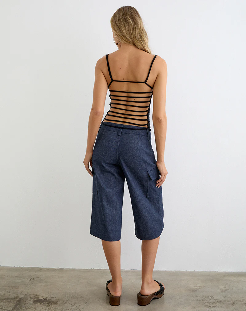 Bensen Capri Trouser in Chambray Denim Blue - Image 3