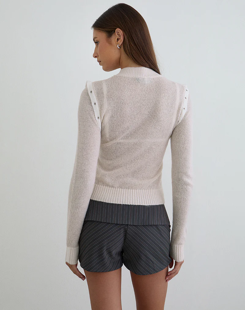Bentala Turtleneck Jumper in Knit Ecru - Image 5