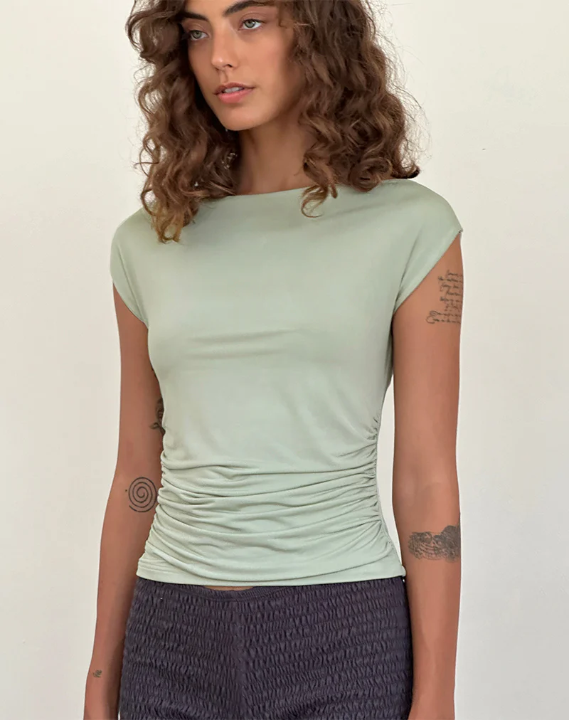 Bentley Ruched Top in Slinky Mint - Image 2