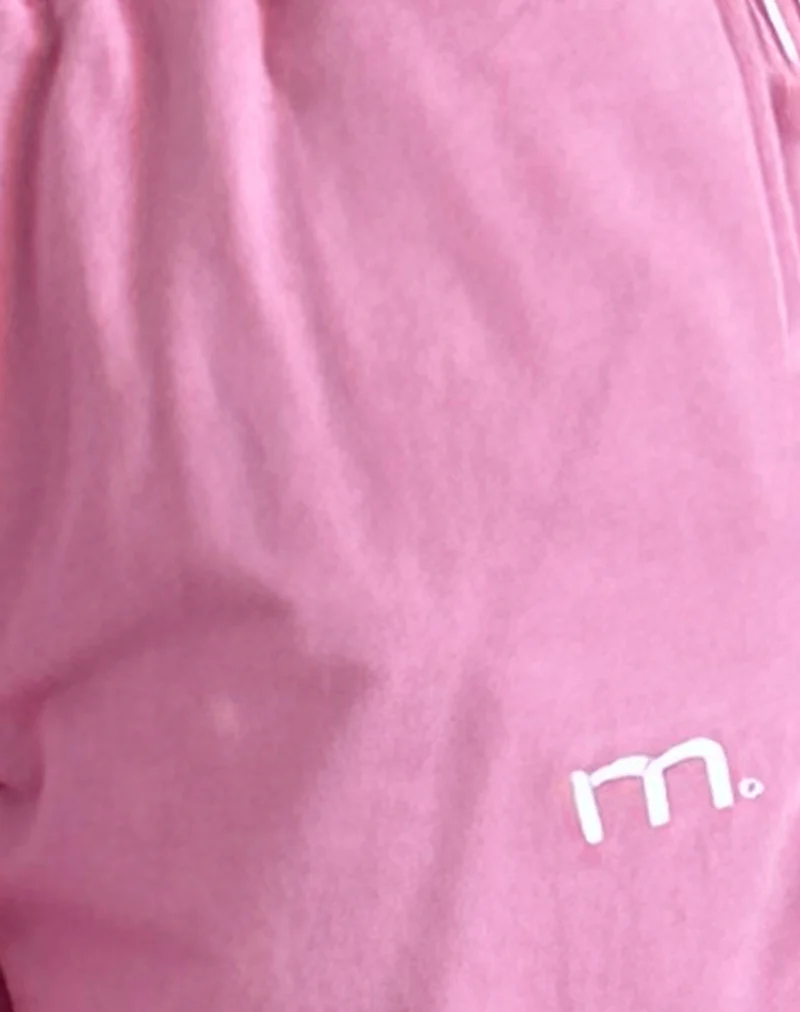 Benton Jogger in Flamingo Pink with White Binding and M Embroidery - Image 6