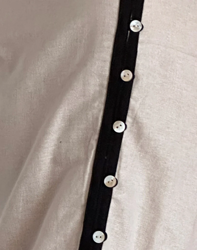Berin Mini Tea Dress in Linen Ecru with Black Binding - Image 6