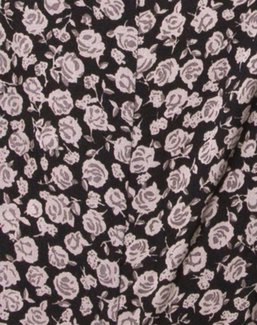Berlo Longsleeve Playsuit in Ditsy Rose Black - Image 5