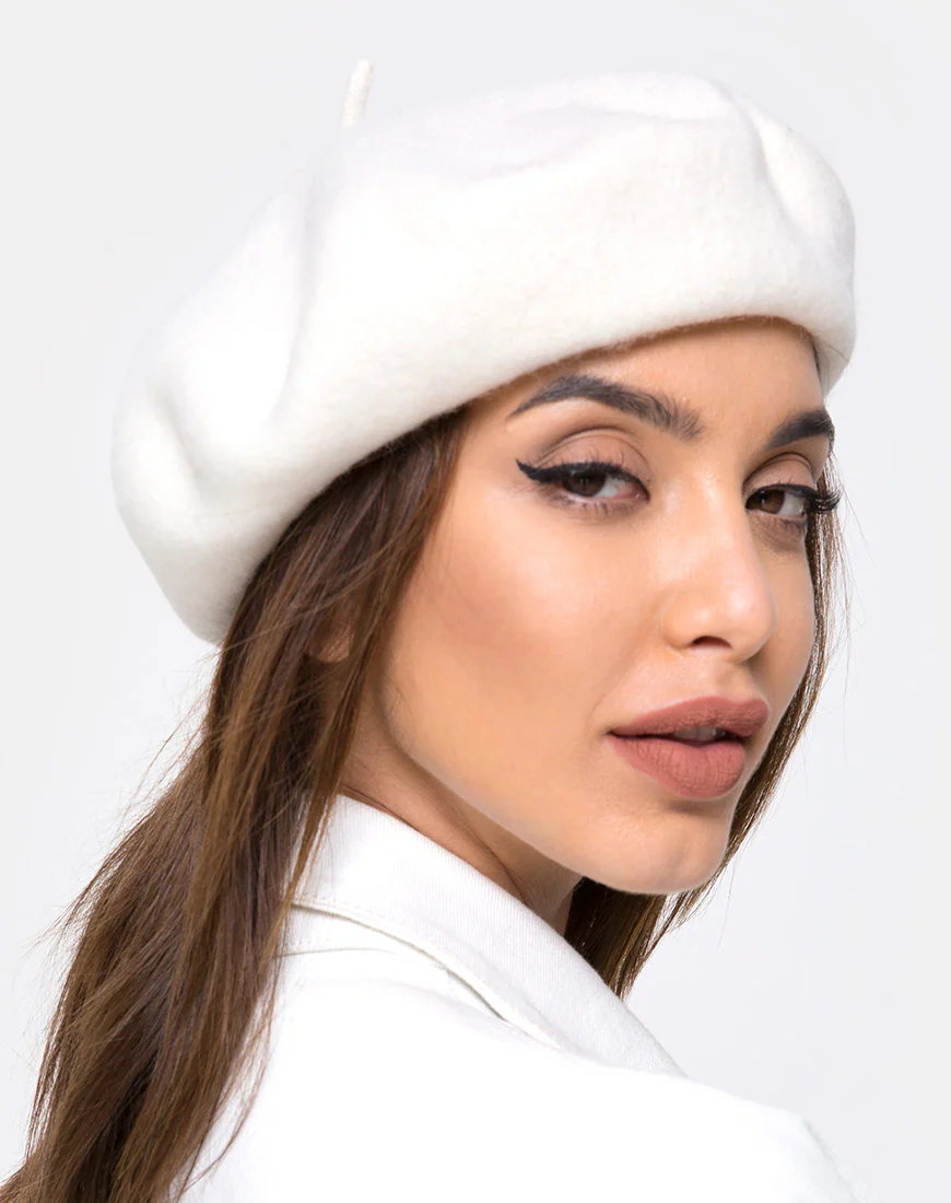 Wool Beret in Cream - Image 2
