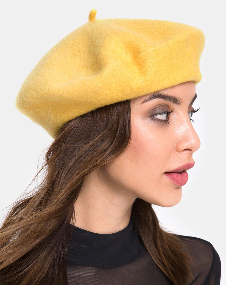 Wool Beret in Mustard - Image 2