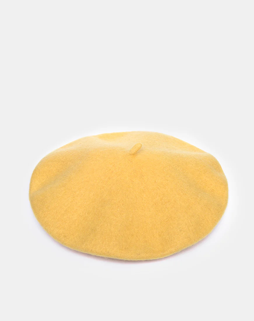 Wool Beret in Mustard - Image 3