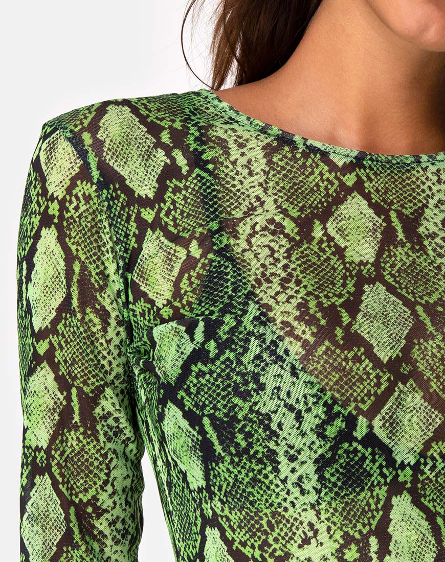 Betina Bodice in Slime Lime Snake Mesh - Image 5