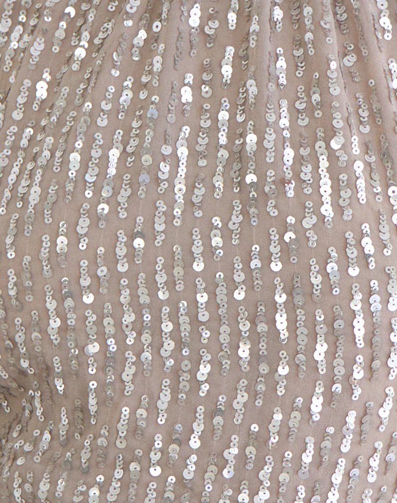 Beyi Halterneck Top in Chiffon Sequin Nude - Image 6