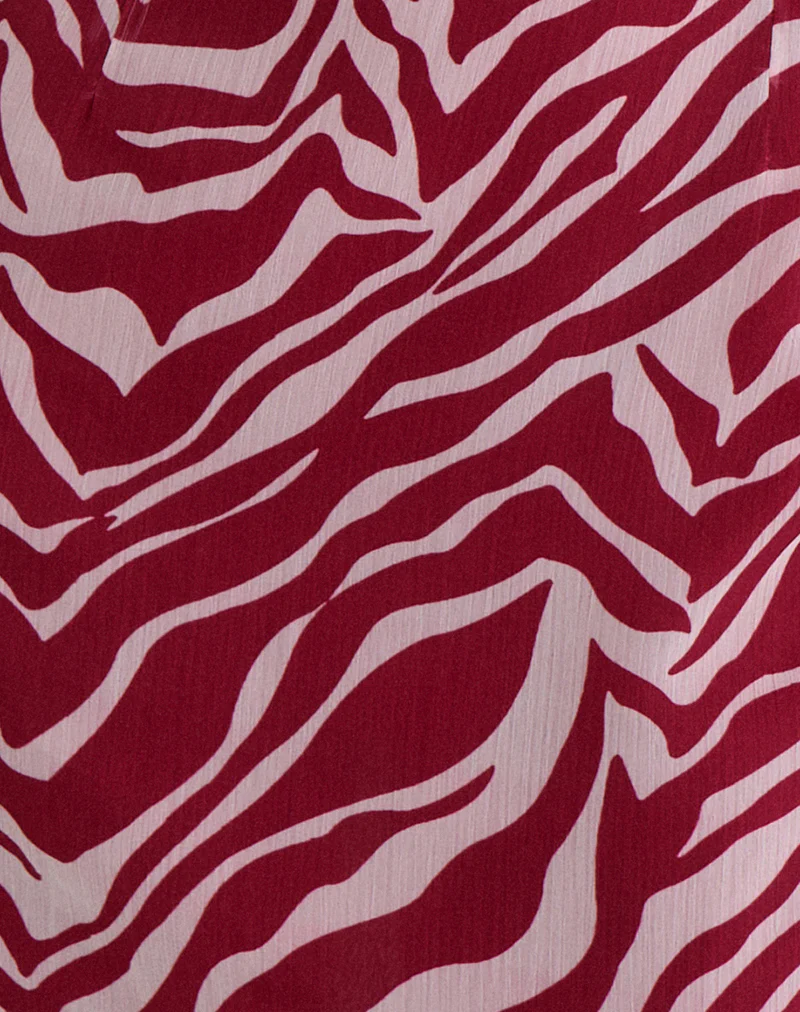 Beyza Halter Mini Dress in Zebra Print Red - Image 5