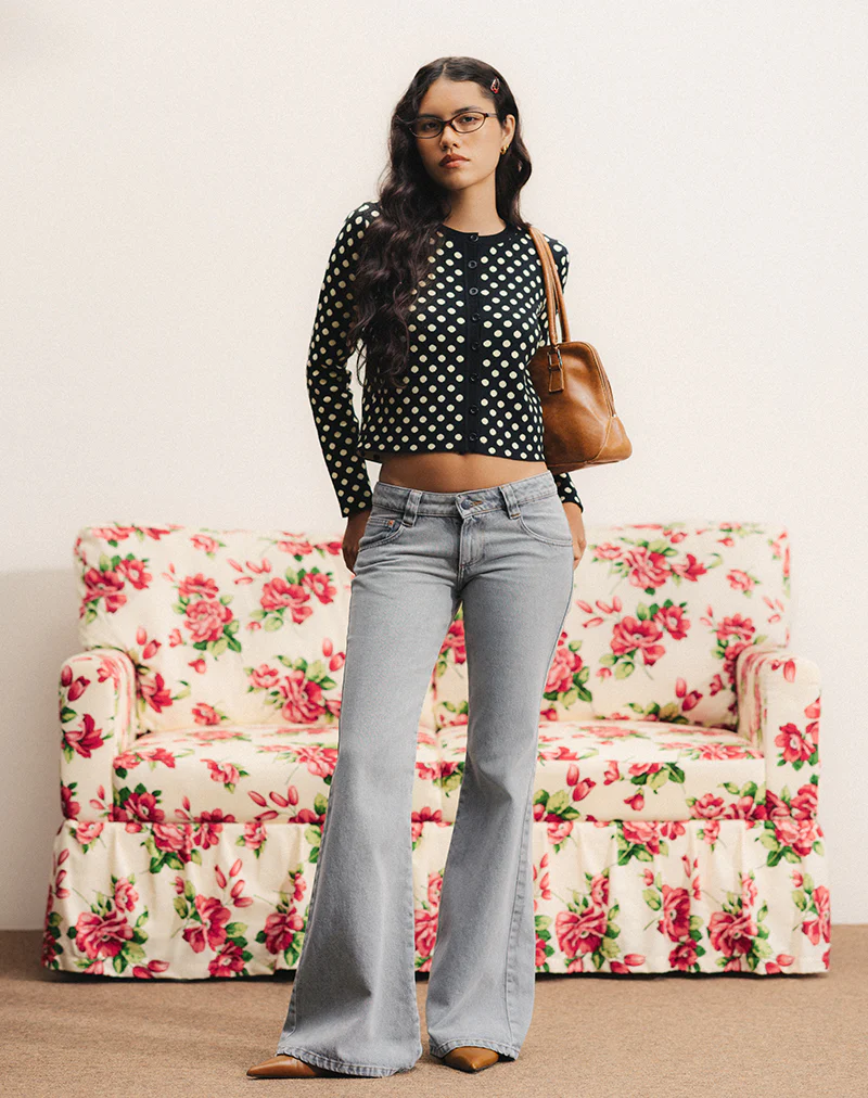 Bhavina Cardigan in Mono Polka - Image 3