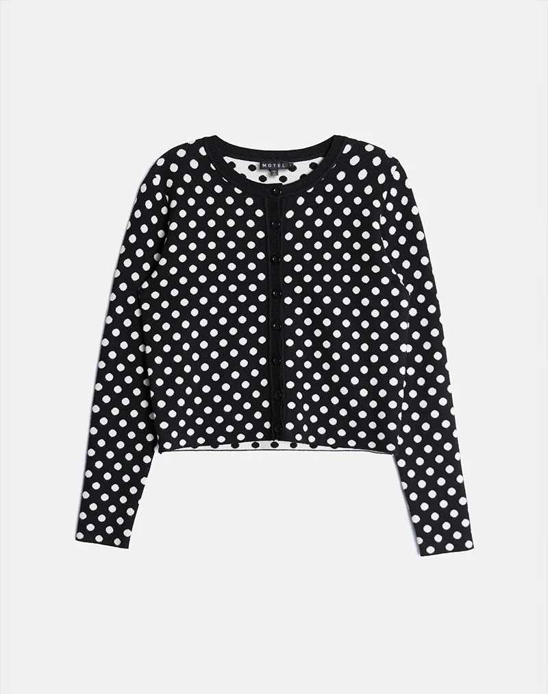 Bhavina Cardigan in Mono Polka - Image 5