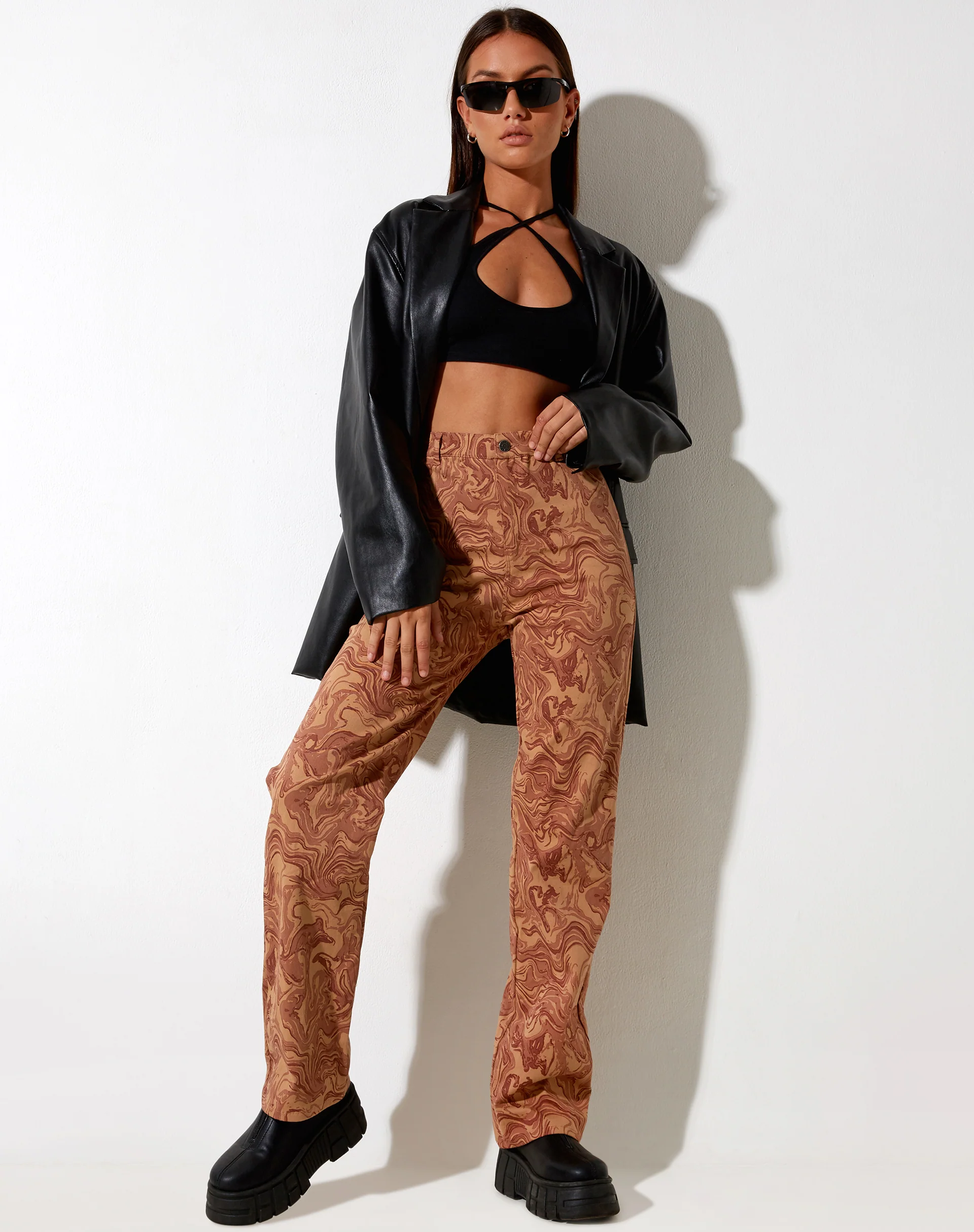 Bhavna Trouser in Fluid Marbling Brown - Image 3