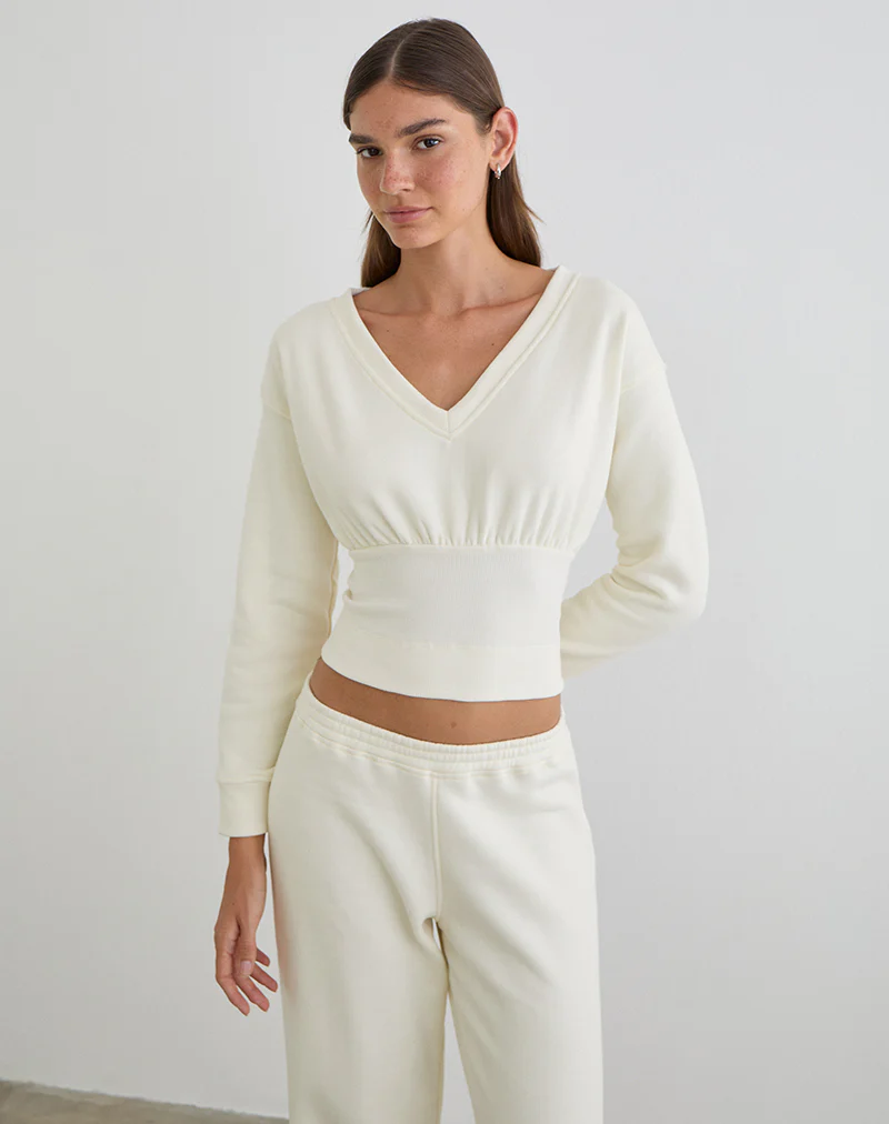 Bigail V Neck Jumper in Winter White - Image 5