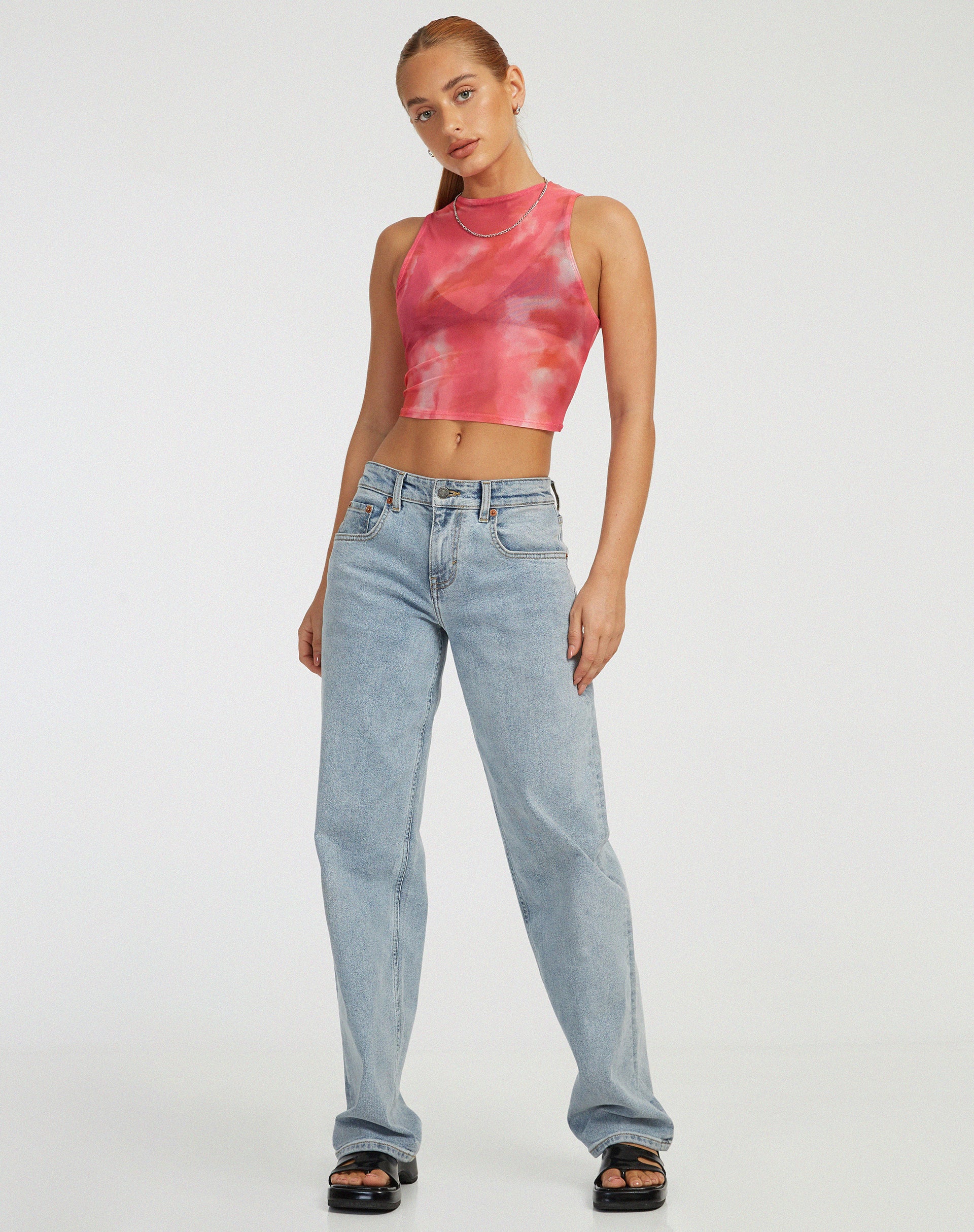 Bikari Crop Top in Abstract Blurred Pink - Image 4