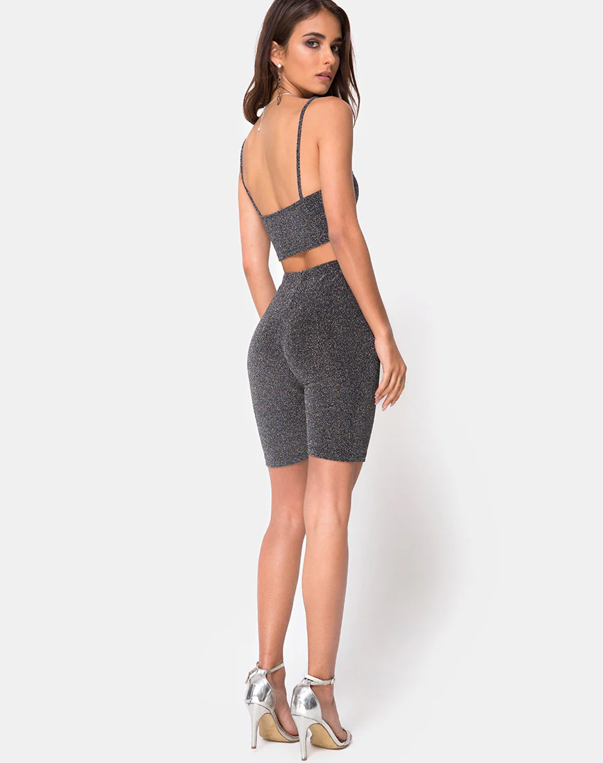 Bike Short in Silver Glitter - Image 4