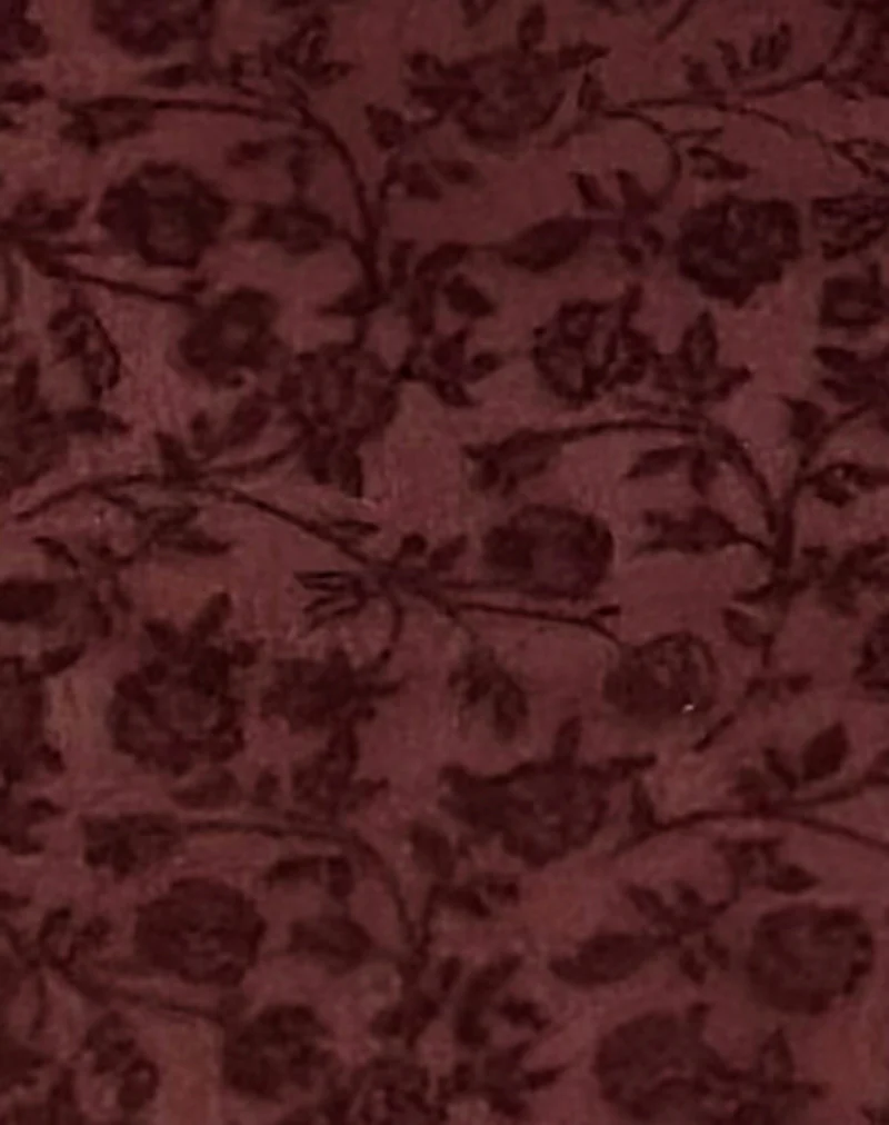 Bilancia Bandeau Top in Ditsy Flock Burnt Maroon - Image 6