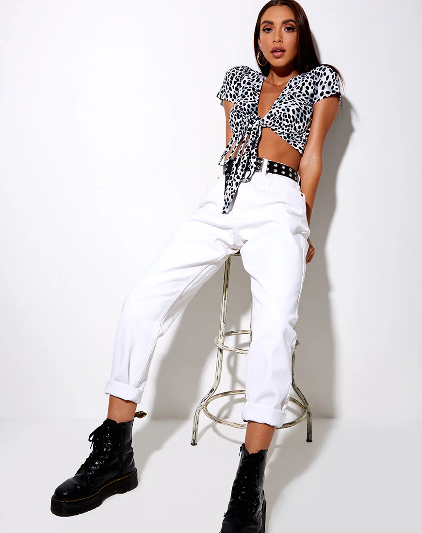 Bilen Crop Top in Dalmatian Black and White - Image 3