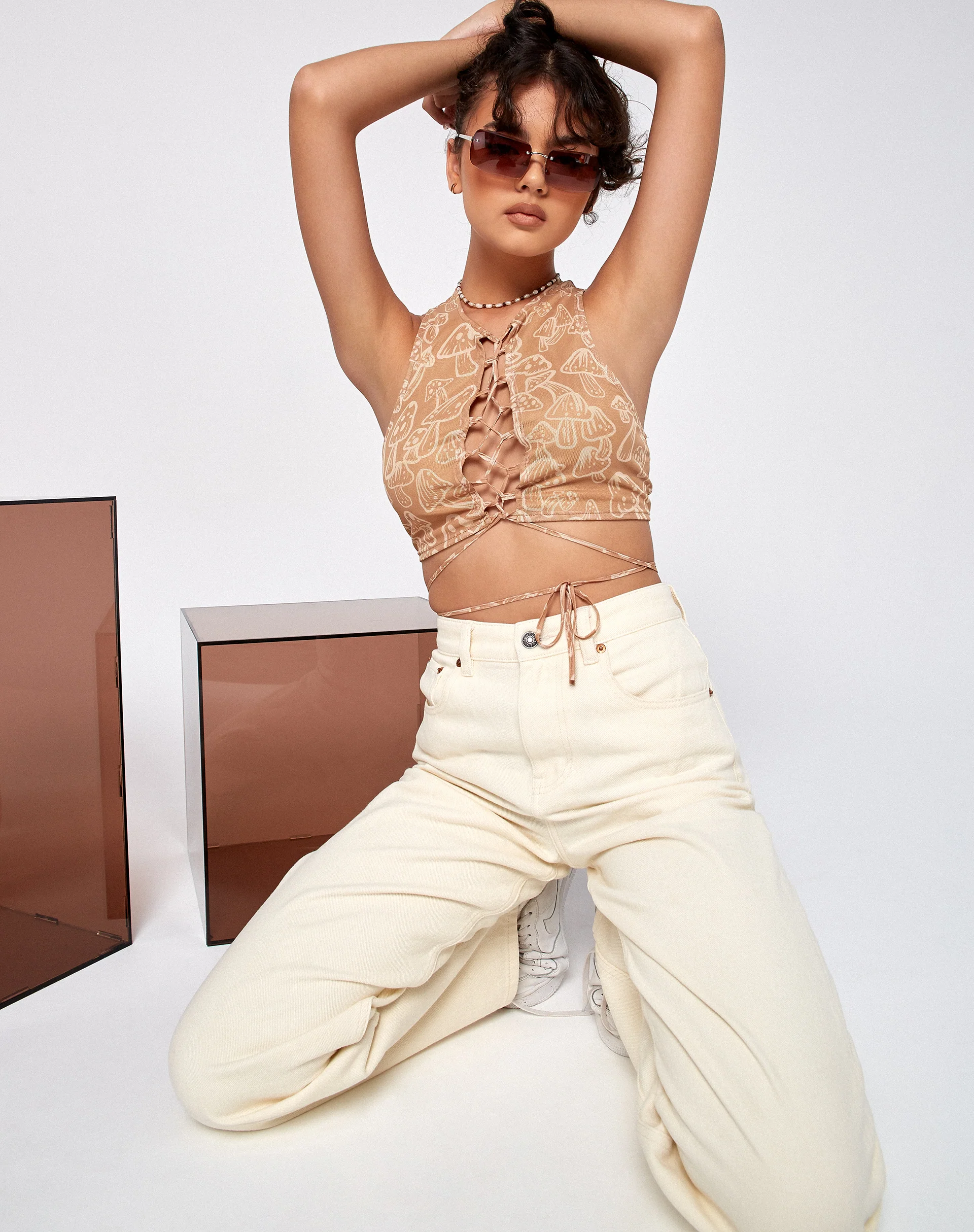 Bima Crop Top in Tan Mushroom - Image 4
