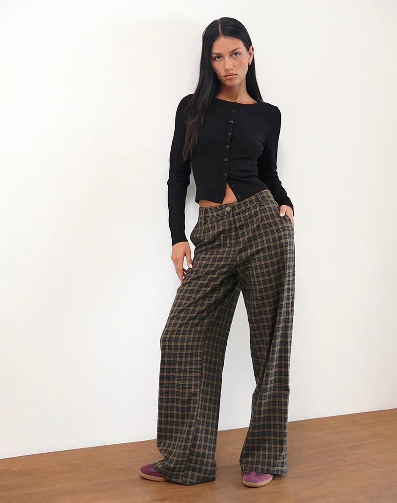 Binar Trouser in Dark Brown Check - Image 2