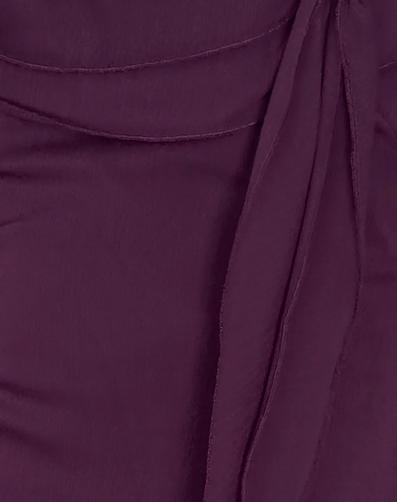 Binita Mini Dress In Chiffon Aubergine - Image 6