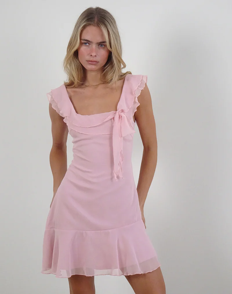 Binita Mini Dress in Chiffon Peony - Image 4