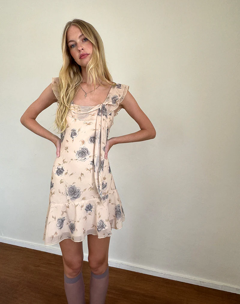 Binita Mini Dress in Wild Rose Blue - Image 4