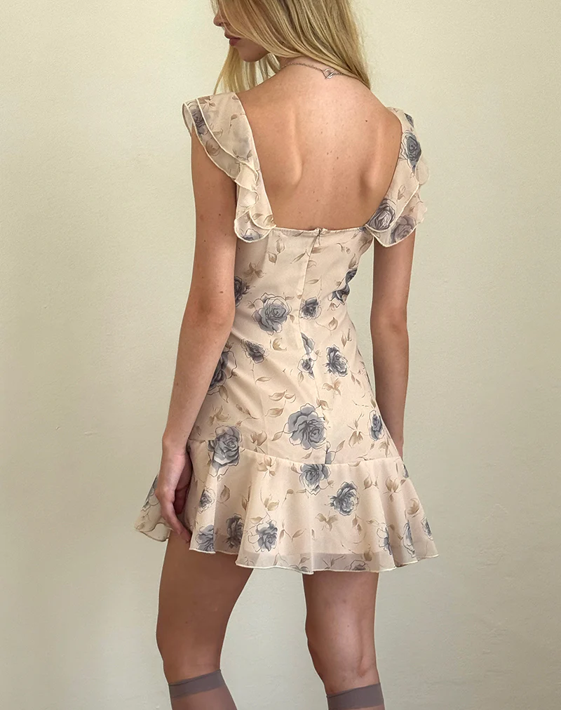 Binita Mini Dress in Wild Rose Blue - Image 5