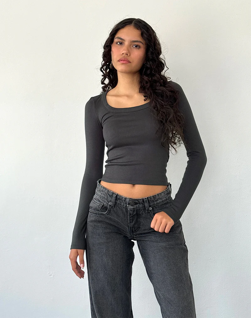 Binlo Extra Long Sleeve Top in Black Forest - Image 3