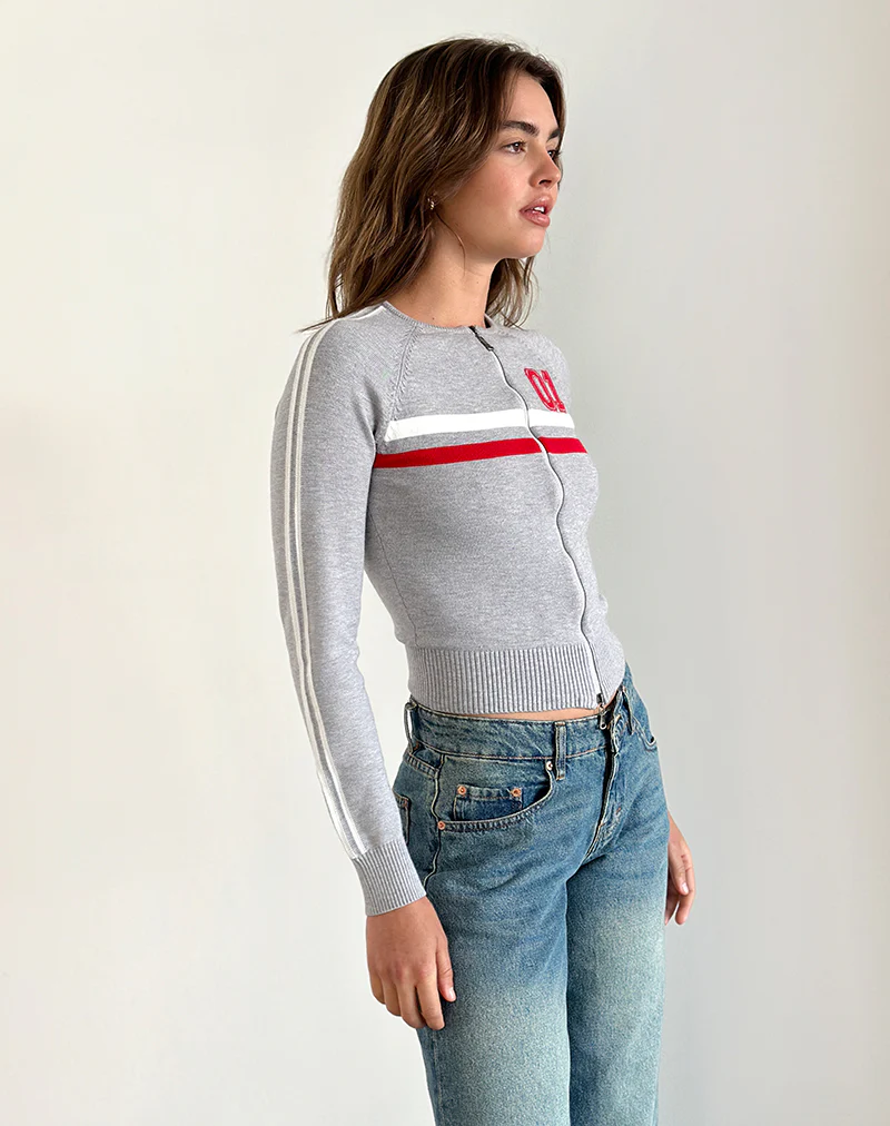 Binta Zip Through Jacket in Grey Marl - Image 5