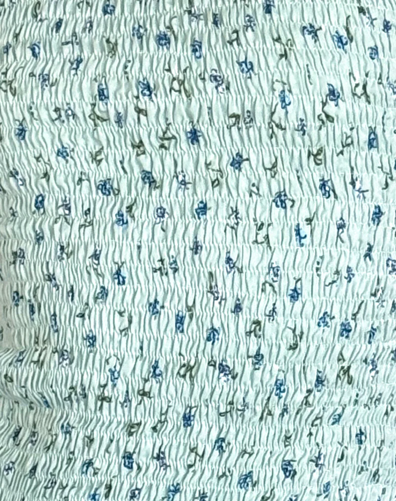 Birita Shirred Top in Pretty Petal Green - Image 5