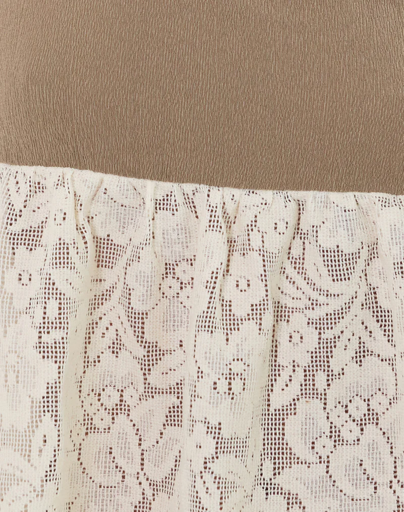 Bironita Halterneck Top in Ivory and Brown Lace Mix - Image 5