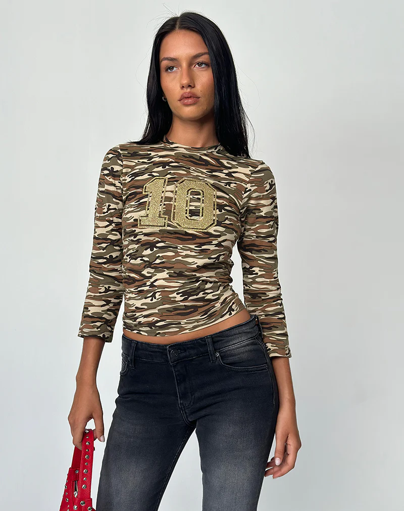 Biya Top in Camouflage Brown - Image 7
