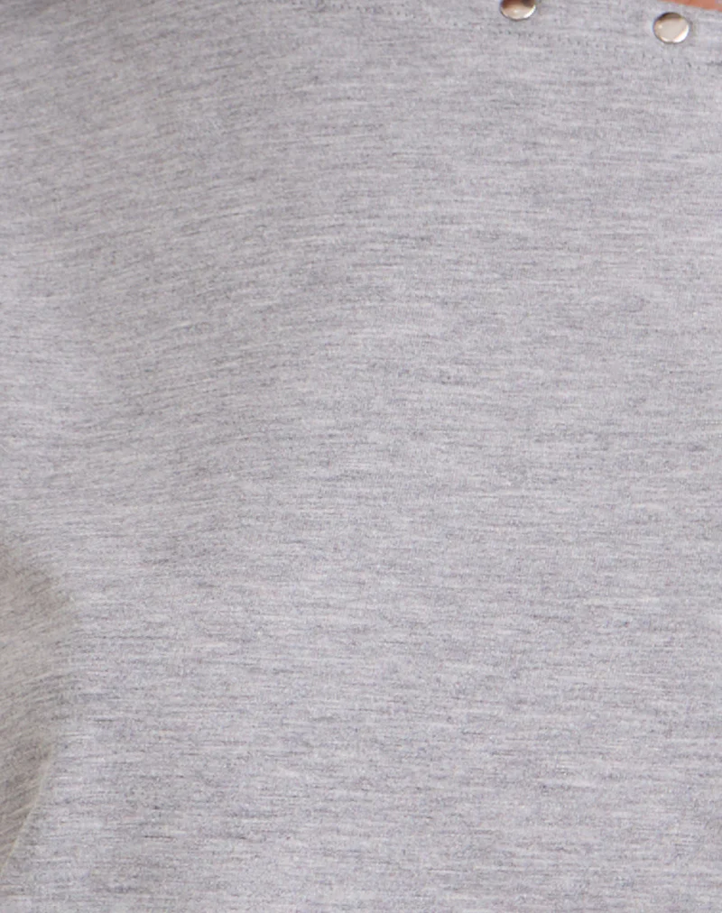 Bizzy Top with Studded Neckline in Grey Marl - Image 7