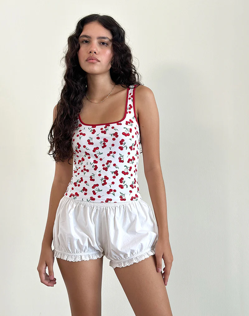 Blaira Top in Cherry Print White - Image 4