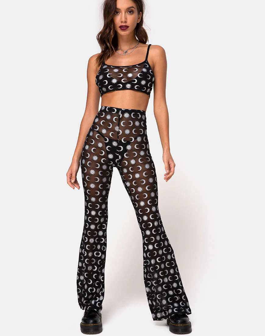 Blink Crop Top in Over The Moon Black with Glitter - Image 3