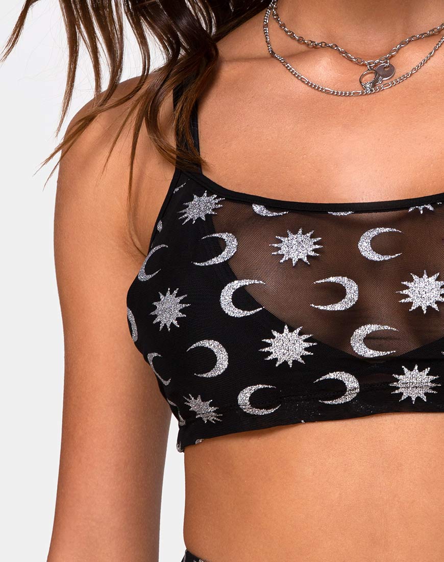 Blink Crop Top in Over The Moon Black with Glitter - Image 5