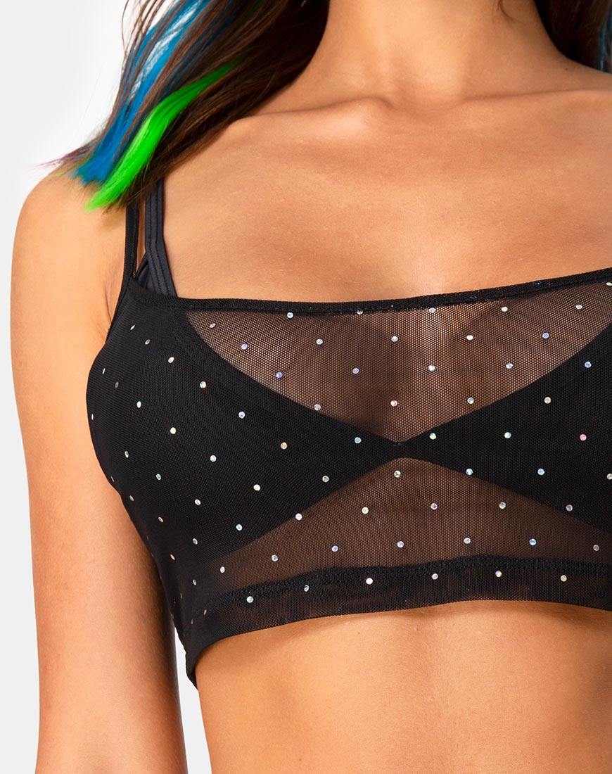 Blink Crop Top in Crystal Net Black - Image 5