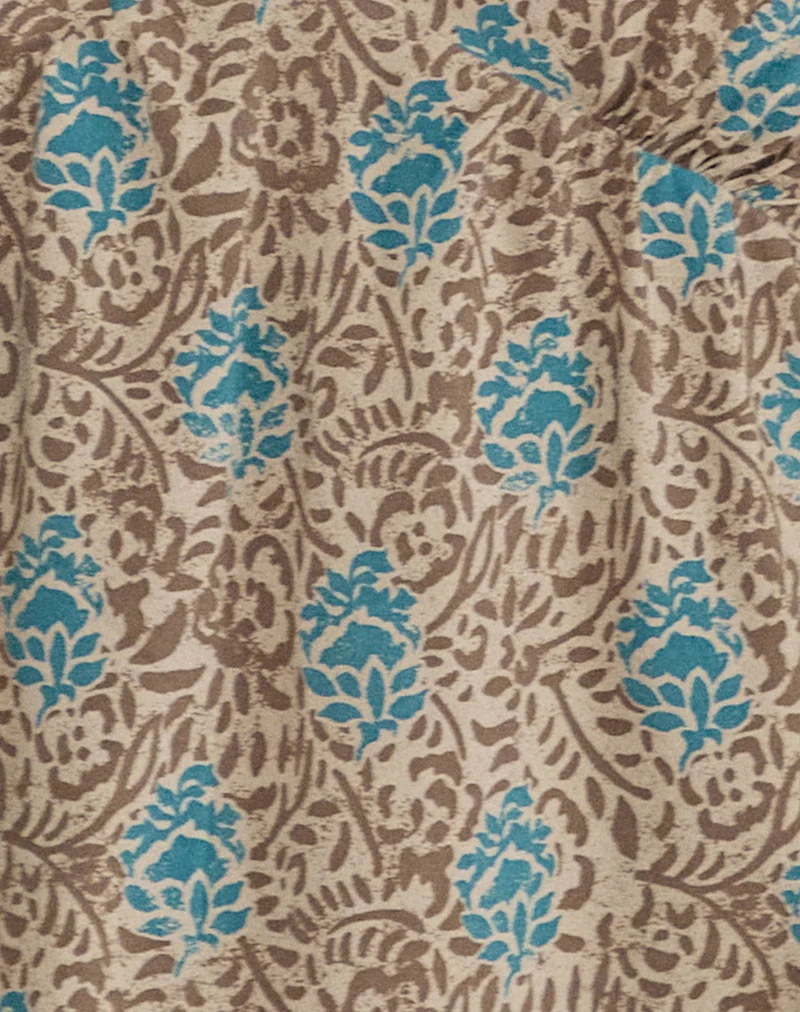 Bluebell Cami Top in Blue and Brown Floral Bohemian Batik - Image 5